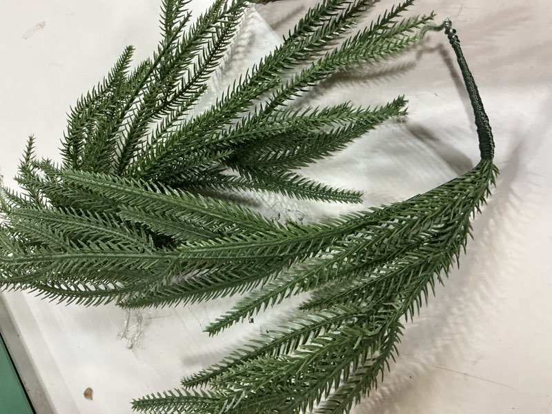 Condition photo showing As Is for (Incomplete 1 pcs)Dalrosia 30PCS Christmas Norfolk Pine Branches, Real Touch Artificial Norfolk Pine Branch Faux Cedar Pine Stem Fake Greenery Pine Picks for Vase DIY Garland Wreath Home Decoration  