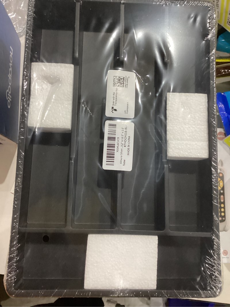 Condition photo showing New/Like New for Kitsure Silverware Organizer for Drawers - Expandable Cutlery and Utensil Drawer Organizer with Easy Maintenance, Premium PP Kitchen Organizers and Storage for Flatware, Black, 13.2" x 12.2" x 1.6" Black Medium
