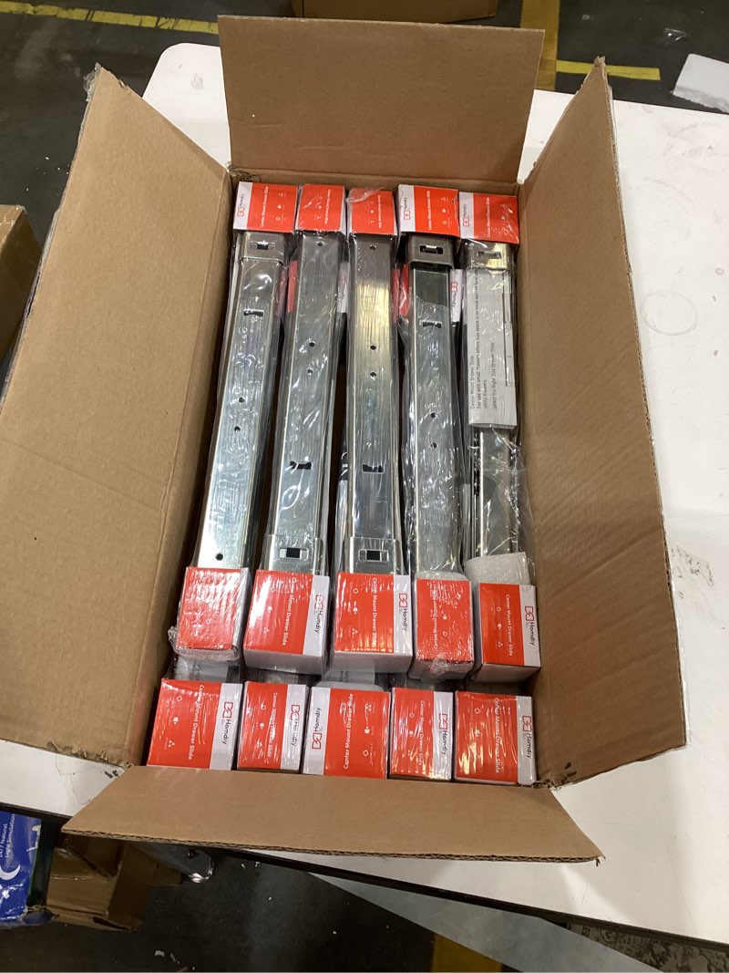 Condition photo showing Good Condition for homdiy 10 Pcs 16 Inch Heavy Duty Center Mount Drawer Slides for Cabinet and Dresser Bottom Mount Drawer Slides 3/4 Extension Glide Track 16 Inch 10 Pack