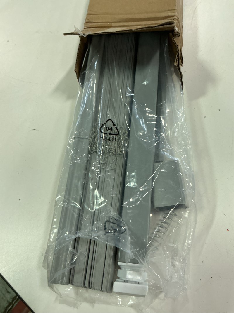 Condition photo showing Good Condition for LazBlinds No Tools No Drill 1" Vinyl Mini Blinds, Cordless Blinds for Windows, Light Filtering Horizontal Window Blinds & Shades, 33 1/2" W x 64" H, Grey Cordless-grey 33 1/2" W x 64" H