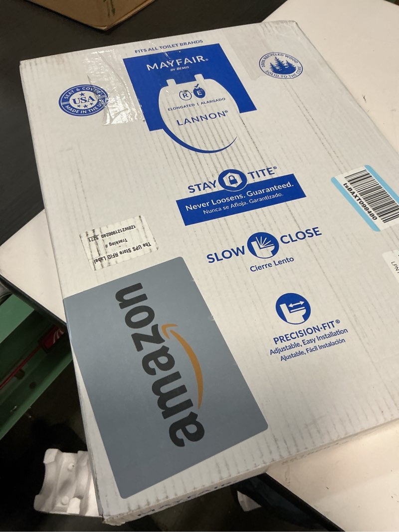 Condition photo showing Good Condition for Angel Shield Marble Toilet Seat Durable Molded Wood with Quiet Close,Easy Clean?Quick-Release Hinges (Elongated,White Marble) Elongated-18.5” White Marble-Elongated