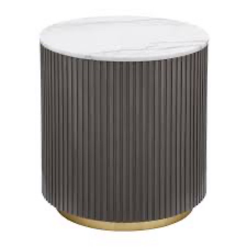 Yamiko Round Marble Top Side End Table White And Charcoal
