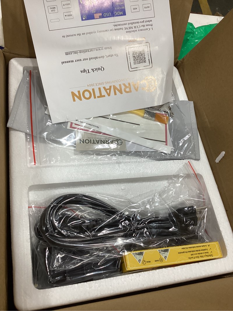 Condition photo showing Good Condition for carnation money counter machine – cash counting & mixed denomination bill counter, portable currency detector, counterfeit bank scanner, dollar sorter for commercial, up to 1200 n/m, uv/mg/mt/ir/cis cn5