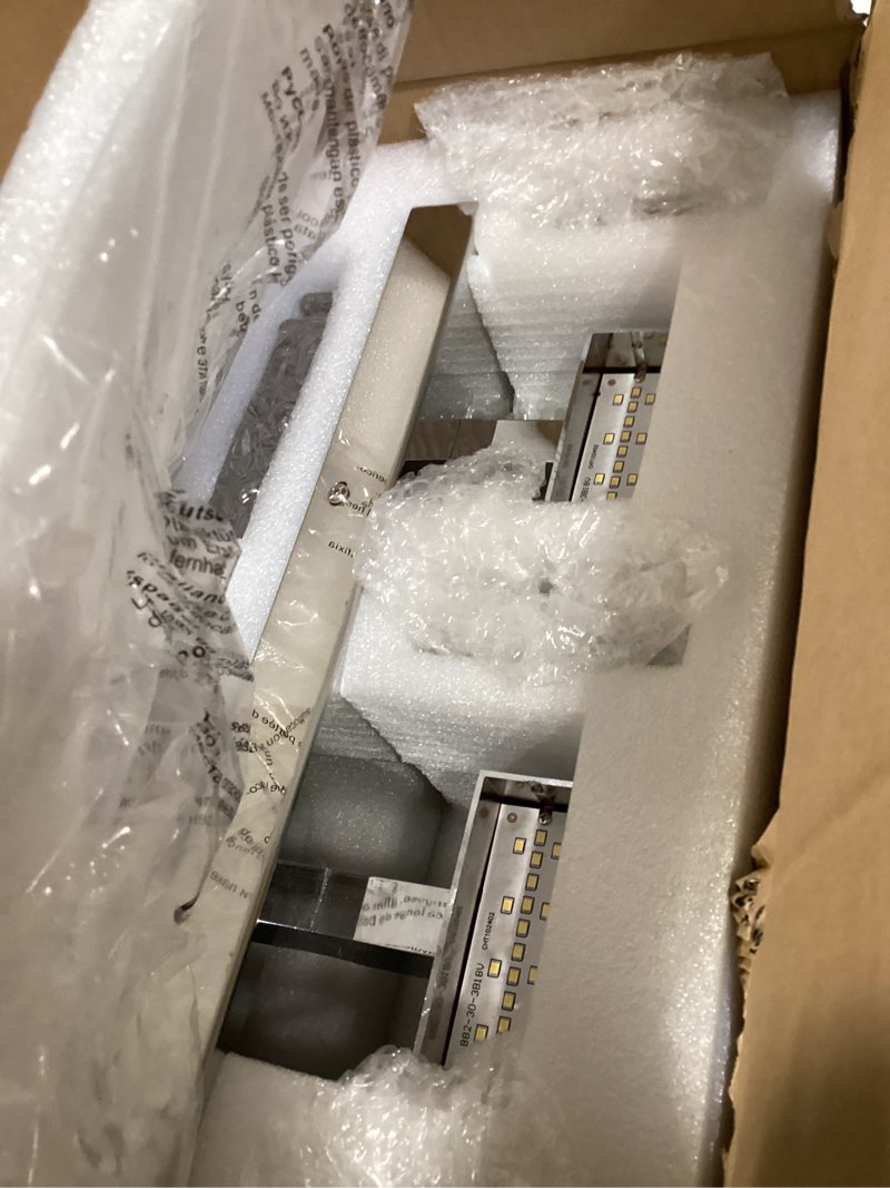 Condition photo showing Good Condition for modern led bathroom vanity light fixtures chrome stainless steel 3 light wall sconces for bathroom lighting fuxture over mirror 21.5inch 30w led crystal wall light cool white 5800k chrome 3 lights