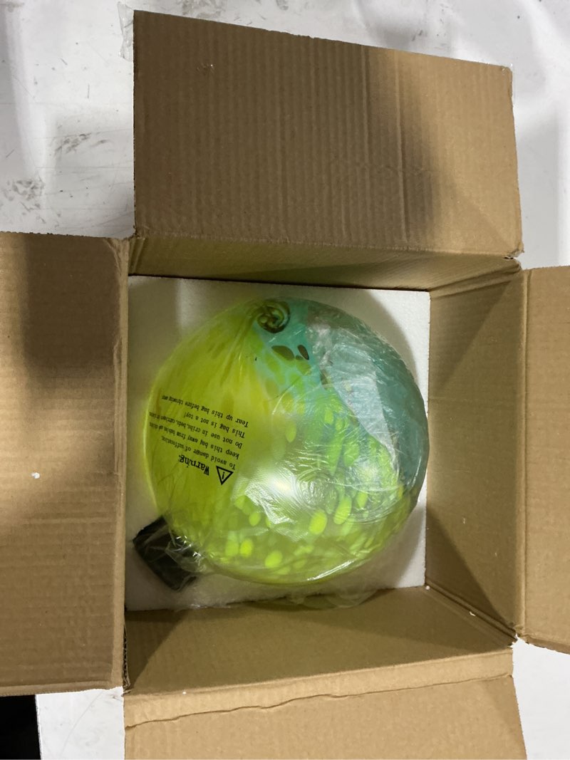 Condition photo showing Good Condition for vcuteka gazing ball, glass gazing balls sphere for garden lawn outdoor ornament yard decorative, blue swirl, 10" blue yellow