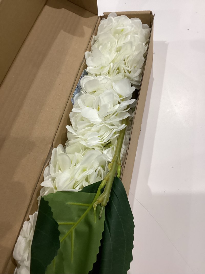 Condition photo showing Good Condition for kimura's cabin 6pcs faux white hydrangeas fake flowers artificial silk hydrangea flower with stems bouquets arrangement for home table centerpieces wedding baby shower birthday party decoration(white)