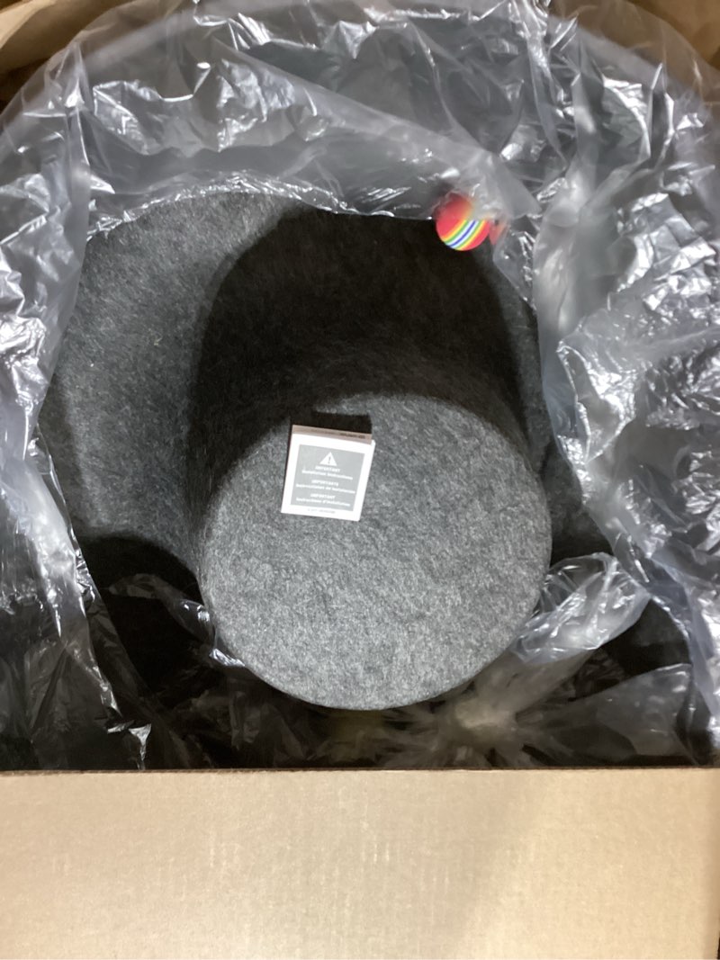Condition photo showing Good Condition for meowmates peekaboo cat tunnel bed with hanging ball toy – large cat tunnels for indoor cats up to 30lbs – round cat's cave bed with scratch-resistant, easy to wash & cozy design (24x24x11) dark grey large