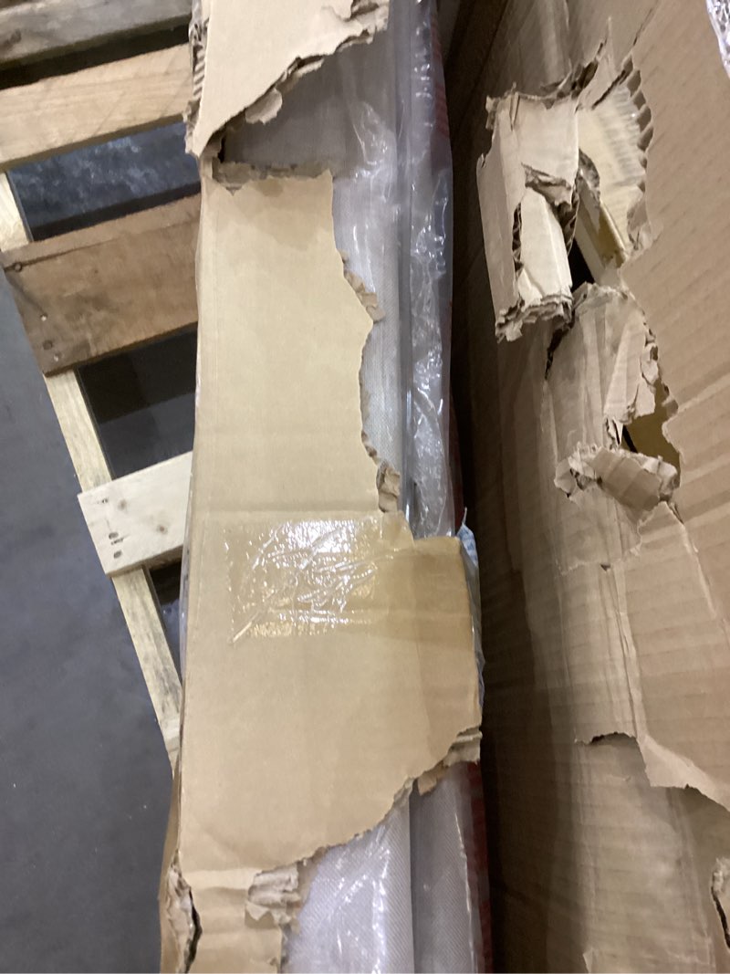 Condition photo showing As Is for Novilla King Size Bed Frame with Adjustable Headboard Platform King Bed Frame Linen Fabric Upholstered Headboard, No Box Spring Needed, Noise-Free, Wooden Slats Support, Easy Assembly, Beige