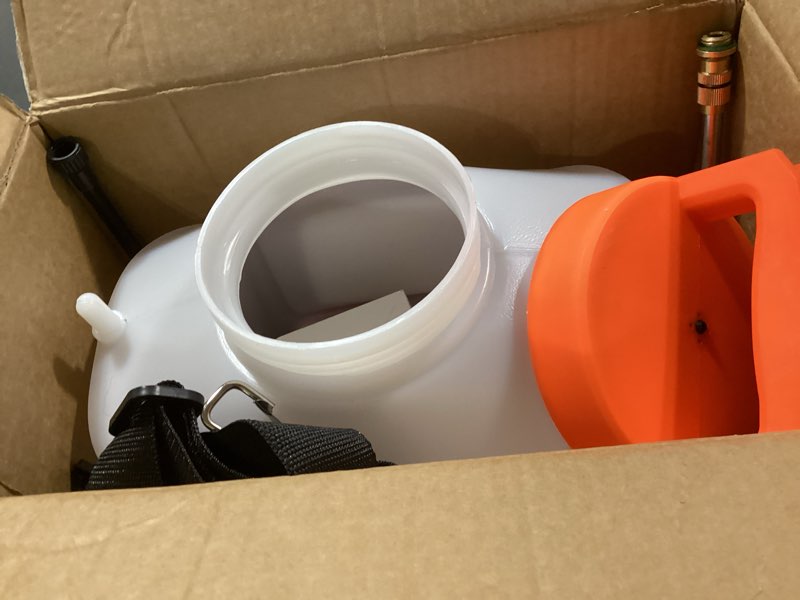 Condition photo showing Good Condition for vevor battery powered backpack sprayer, 0-90 psi adjustable pressure, 4 gallon tank, back pack sprayer with 8 nozzles and 2 wands, 12v 8ah battery, wide mouth lid for weeding, spraying, cleaning