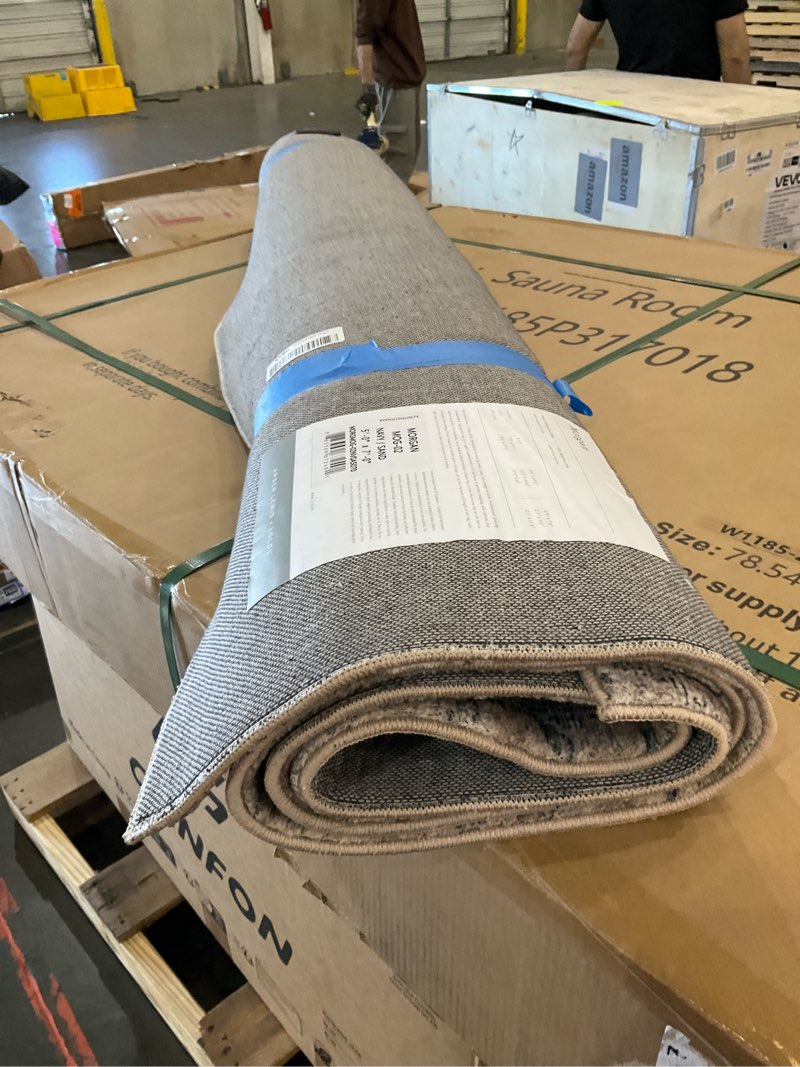 Condition photo showing Good Condition for Loloi Amber Lewis Morgan Collection MOG-02 Navy/Sand 5'-0" x 7'-0" 38" Thick Area Rug feat. CloudPile, Neutral, Room Décor, Vintage Inspired, Livingroom, Bedroom, Dining Area Navy / Sand 5' x 7' (Rectangular)