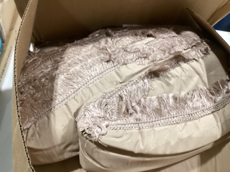 Condition photo showing Good Condition for Andency Taupe California King Size Comforter Set with Sheets - 7 Pieces Boho Tassel Bed in a Bag Soft Lightweight Bedding Sets, Taupe Fringe Bed Set with Comforter, Sheets, Pillowcases & Shams 08 - Taupe California King(104"x96")