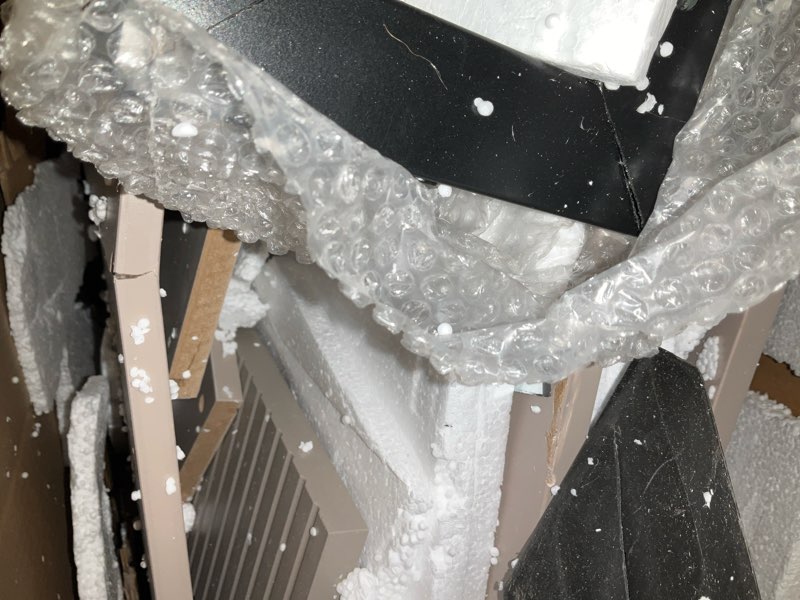 Condition photo showing As Is for Ieejdn Large Vanity Desk with 3 Color Touch Screen Dimming Mirror, Vanity Desk with Charging Station