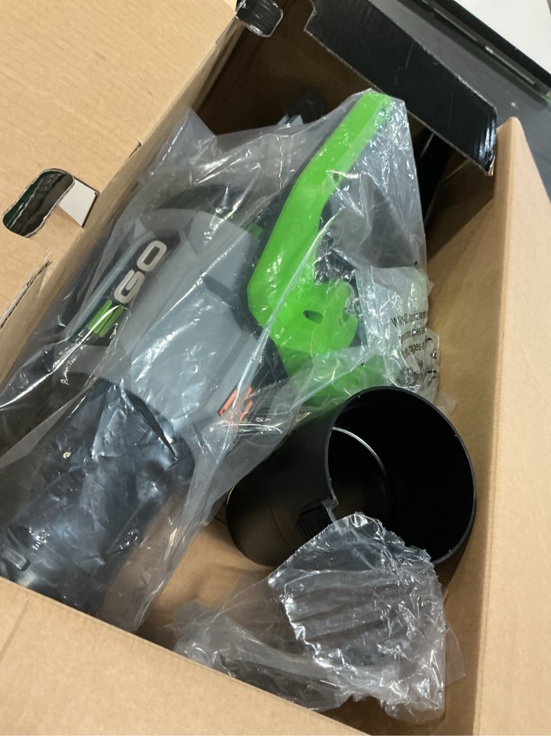 Condition photo showing As Is for ego power+ 56-volt 765-cfm 200-mph battery handheld leaf blower 5 ah (battery and charger included)