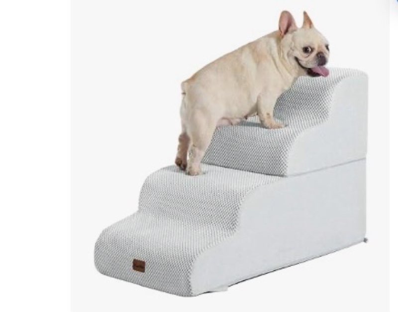 Made4Pets Dog Stairs Ramp for Bed, 4-Step Dog Steps for High Bed Couch Sofa Climbing, 35D Foam Pet Steps for