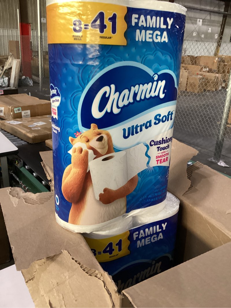 Condition photo showing New/Like New for Charmin Ultra Soft Cushiony Touch Toilet Paper, 24 Family Mega Rolls = 123 Regular Rolls Family Mega 288 sheet (Pack of 24)