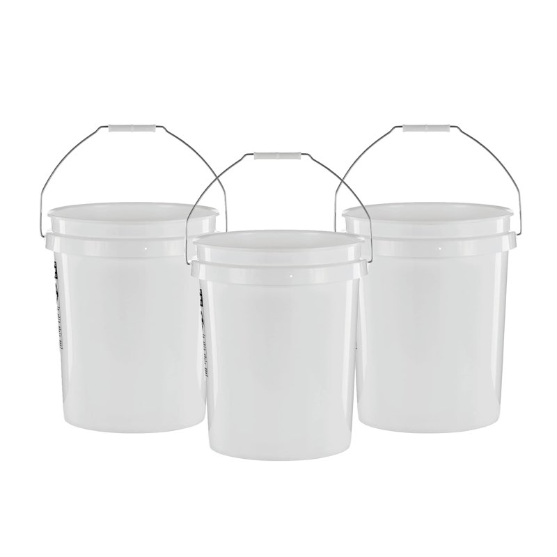 United Solutions 5 Gallon Bucket - 3 Pack, White, Heavy Duty BPA-Free Plastic Bucket, Comfortable Ha