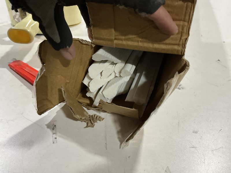 Condition photo showing As Is for 63 x 24.4 Inch Wall Molding Kit French Style Corner Premade Accent Molding Wainscoting Panel with French Corner for Interior Wall Moulding Decor, Ready to Assemble Wainscoting Accent Panel