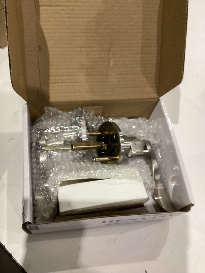 Condition photo showing As Is for 1 Pack of HENYIN Wave Lever Keyed Entry Door Lock/Door Knob Hardware Handle and Closet Lockset, Silver Color, with Key,Right Hand(805SN-R) 1 Pack ET(Right Hand) Silver