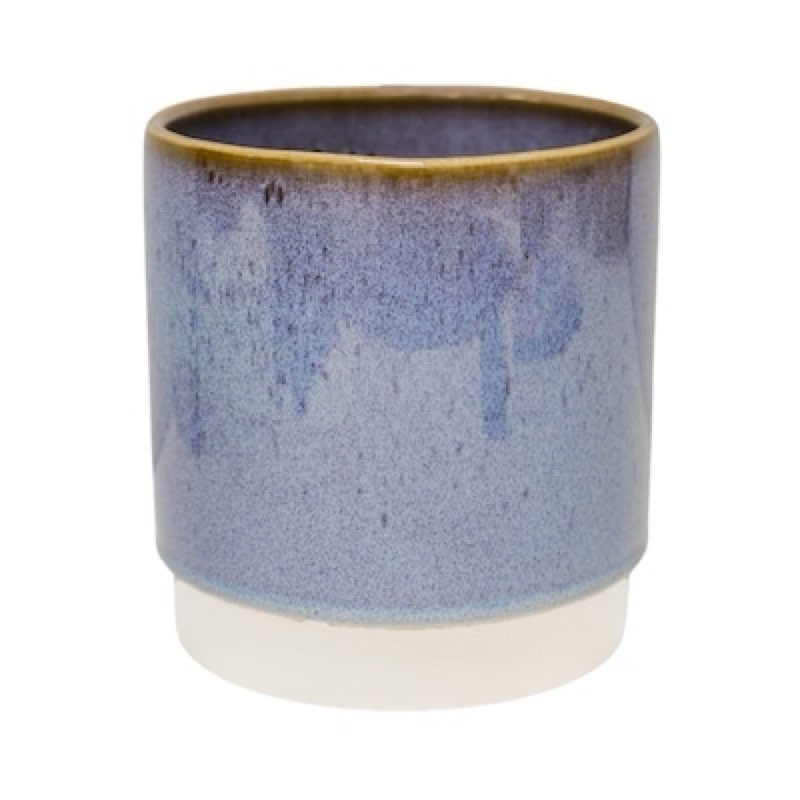 allen + roth round 7.48-in w x 7.48-in l x 7.677-in h blue ceramic indoor planter