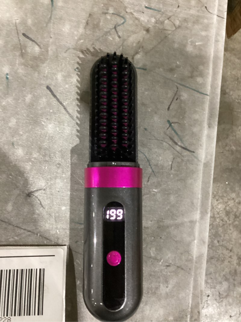Condition photo showing Good Condition for go brush pro 2026 cordless hair straightener brush, 300m negative ionic anti-frizz, mch fast heating, 3 temp, 4000mah type-c, portable travel styling tool for women silver gray