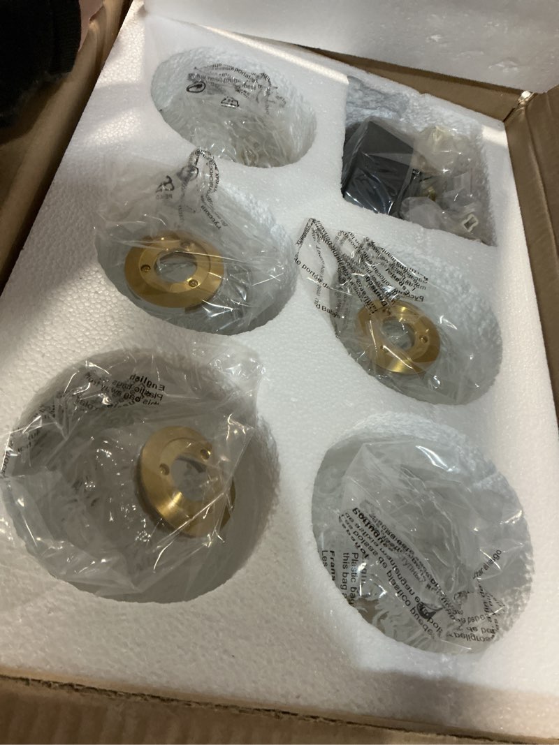 Condition photo showing Good Condition for Semi Flush Mount Ceiling Light Black 5-Lights Sputnik Ceiling Light Mid Century Modern Clear Glass Globe Close to Ceiling Light for Bedroom Kitchen Entryway Closet Black-5-Light