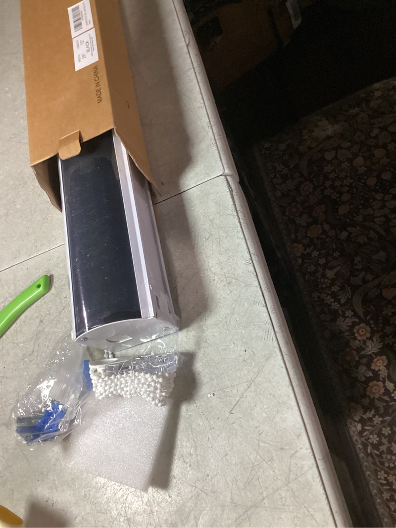 Condition photo showing New/Like New for Blackout Zebra Blinds, Dual Layer Free-Stop, Room Darkening Zebra Shades, Blinds for Indoor Windows, Light Filtering Privacy Sheer Shade for Home(25" W X 72" H, Black) 25"W x 72"H Black