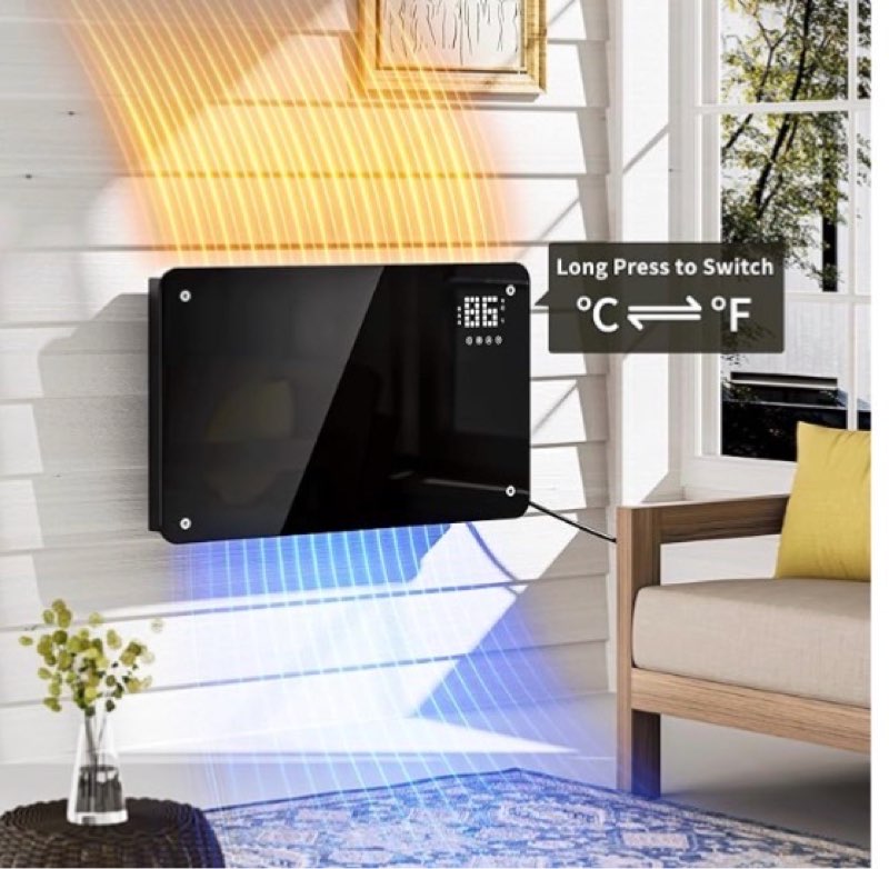 sundate convection heater wifi control, indoor space heater, 1500w electric heating with remote cont
