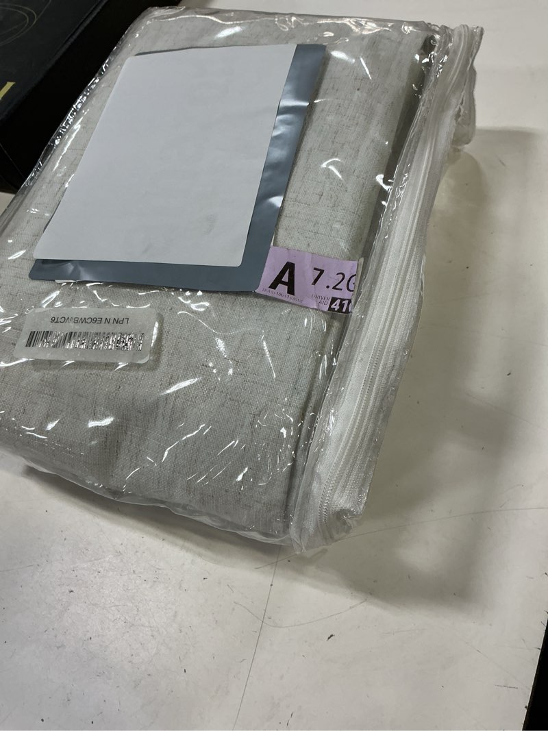 Condition photo showing New/Like New for beige white 100% blackout linen curtains 84 inch length 2 panels set for living room bedroom back tab thermal insulated black out drapes room darkening farmhouse style for bedroom window curtains beige white 52"w x 84"l (pack of 2)