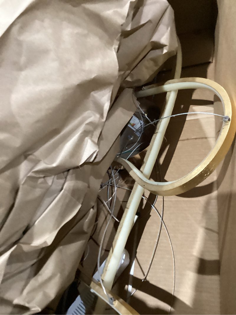 Condition photo showing New/Like New for Modern Chandelier Circular LED Dimmable 77W 1 Linear Chandelier LED Acrylic Pendant Chandeliers Lighting Contemporary Dining Table Entry Kitchen Island with Remote Hanging Light (Golden-77W)