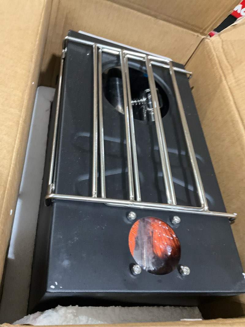 Condition photo showing New/Like New for Wood Burning Stove,Tent Stove for Heating,Folding Portable Wood Stove for Tent,Cooking,Courtyard,Camping Stove include Chimney Pipes and Spark Arrestor, Black-LOGO
