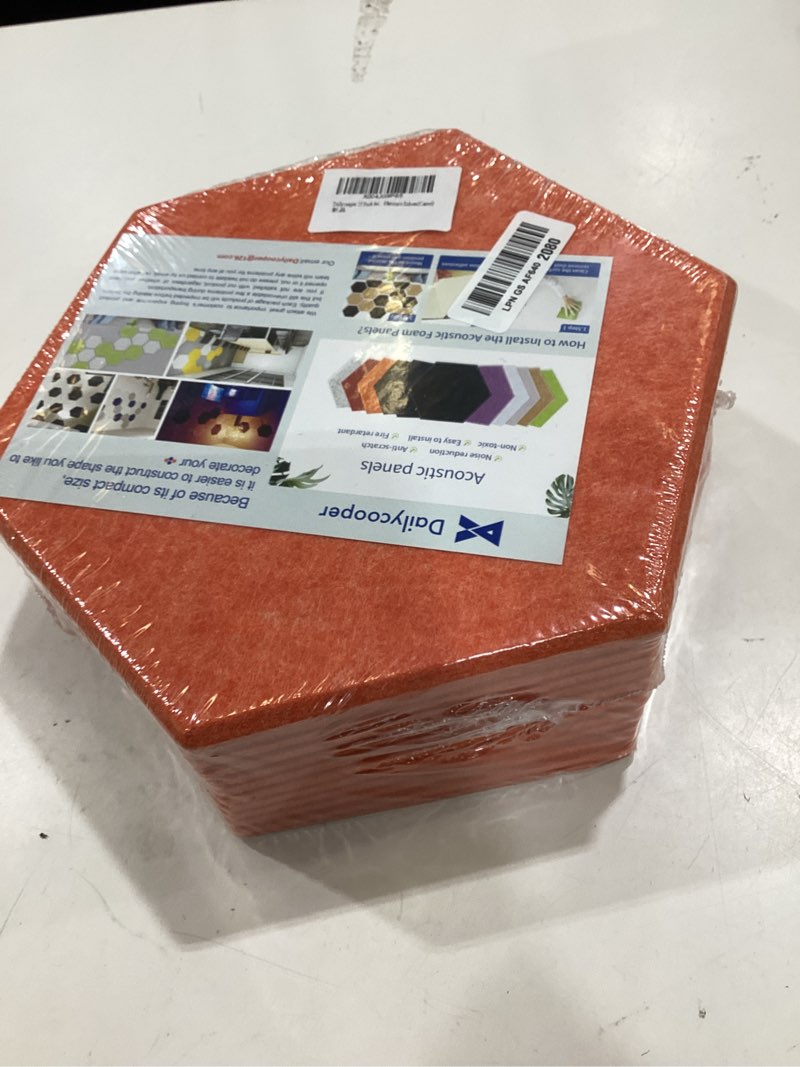Condition photo showing New/Like New for 12 pack self-adhesive acoustic panels 12" x 10" x 0.4" - sound proof foam panels with high density, stylish hexagonal design, flame resistant, absorb noise and eliminate echoes(camel)