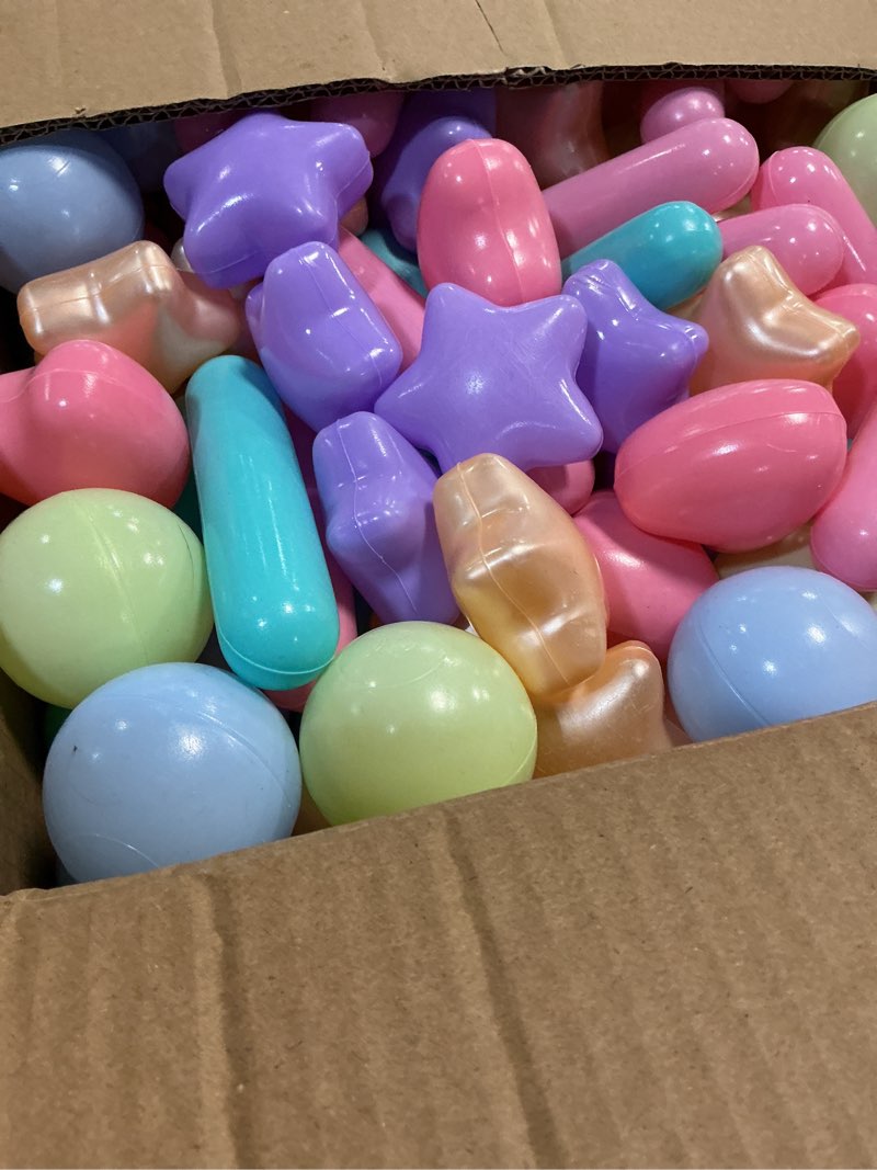 Condition photo showing As Is for STARBOLO Ball Pit Balls for Toddlers - Macaron Gold 500 Count Ball Pit Balls Crush Proof Plastic Toy Balls for Toddlers Ball Pits, Ball Pit Play Tent, Baby Pool Water Toys,500pcs Macaron+gold;Stars+balls+hearts+long balls 500balls