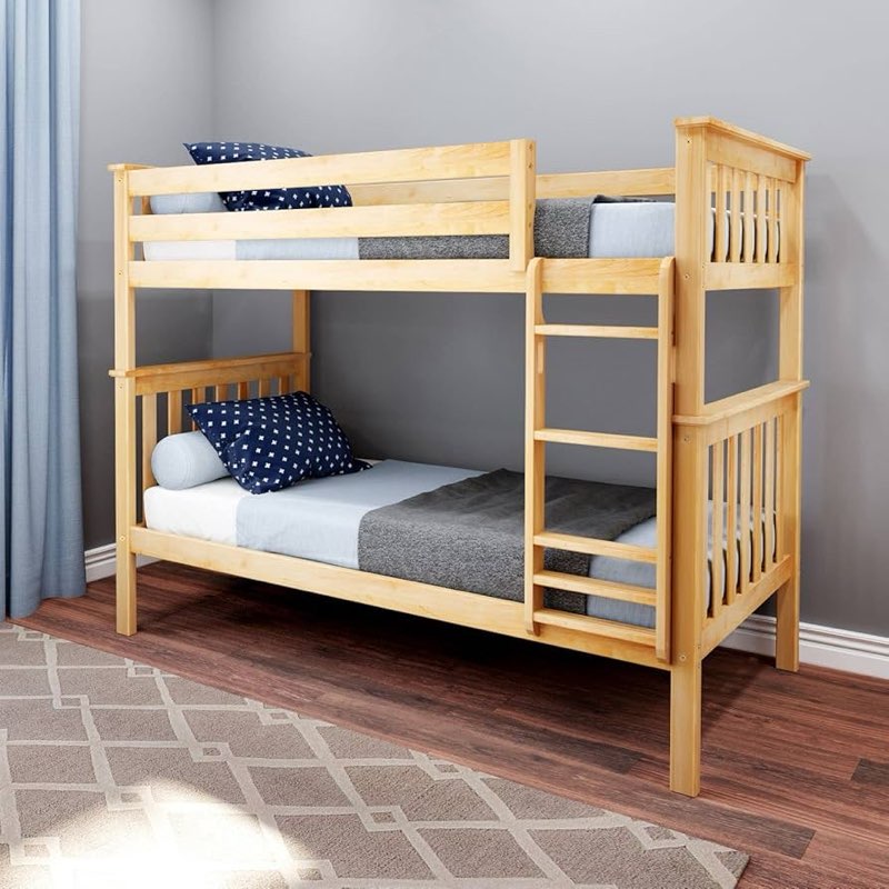SIMILAR TO STOCK PICTURE….Max & Lily Bunk Bed Twin over Twin, Solid Wood Bunk…incomplete 