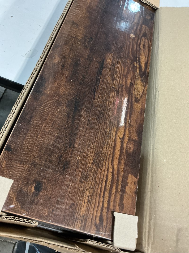 Condition photo showing Good Condition for ballucci floating shelves for wall, 60" wood wall shelf set of 2, with invisible brackets for bathroom, living room, bedroom, kitchen, nursery, 8" deep, rustic brown