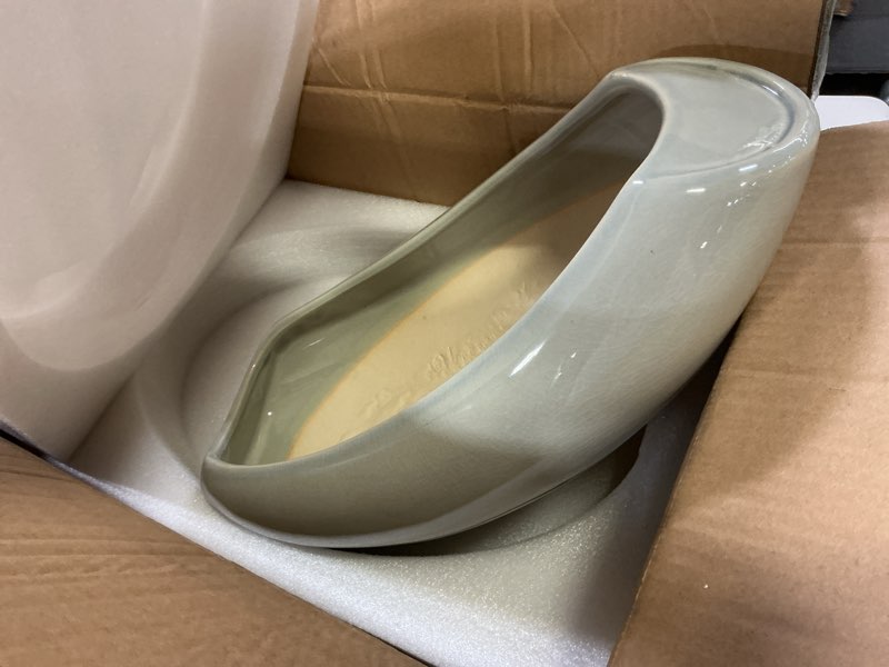 Condition photo showing Good Condition for bonsai pots 18 inch - ceramic succulent pots with drainage hole decorative plant pot indoor large outdoor planter modern flower pot for home garden room decor gray gray (18 inch)