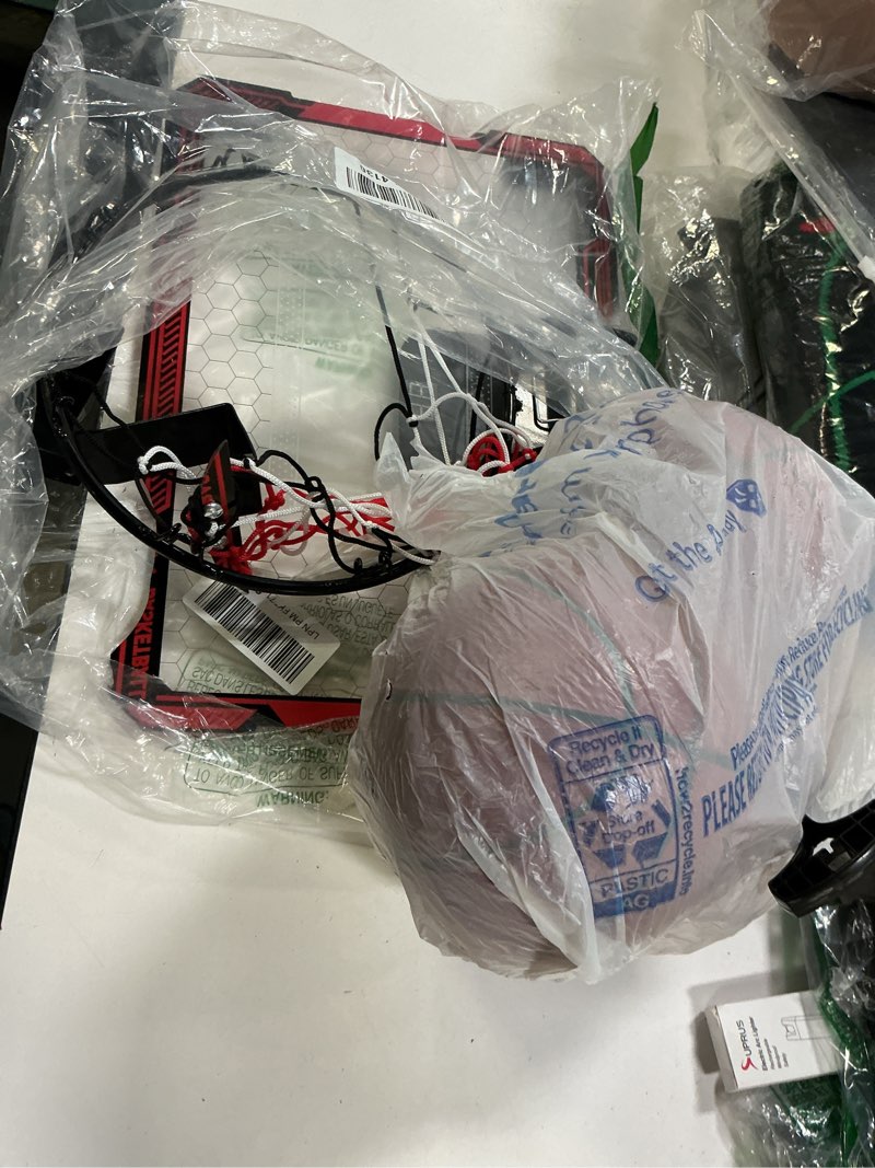 Condition photo showing As Is for (Similar)ESPN Over-The-Door Mini Basketball Hoop with 2 Mini Basketballs and Pump, Indoor & Outdoor Games