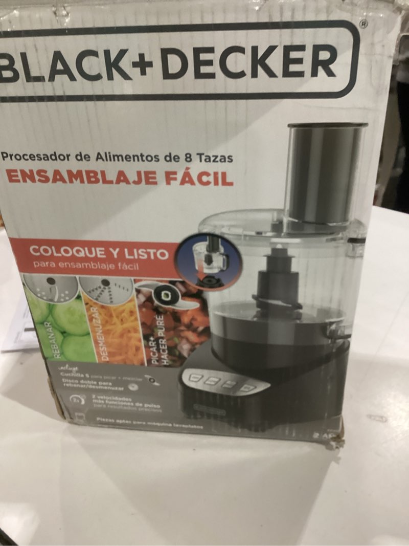 BLACK+DECKER 8-Cup Food Processor, Easy Assembly, Stainless Steel S-Blade, Shred, Slice, Chop, Puree