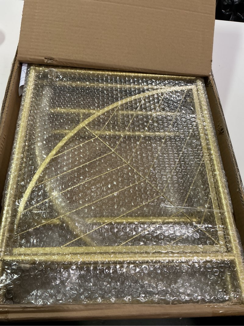 Condition photo showing New/Like New for corner coat rack,corner hall tree with 6 hooks and storage shelf,gold clothing rack,Freestanding garment rack,metal corner clothes rack for Hallway, Entryway, Bedroom. (gold)