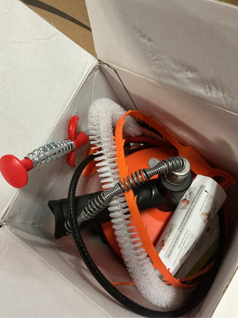 Condition photo showing As Is for 33 ft drain snake auger, plumbing snake drain hair clog removal tool, sink unclogger drain, heavy duty drum auger, cleaner tool for bathroom kitchen tub shower drain clog remover with gloves 33 ft drain auger