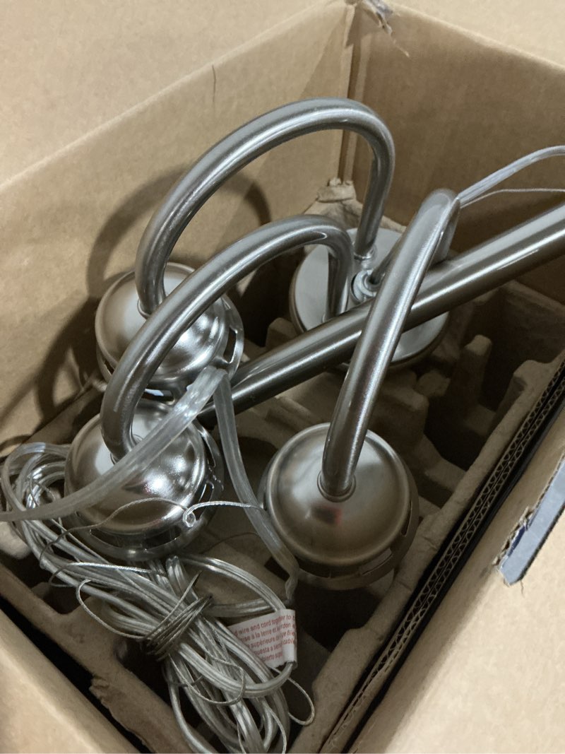 Condition photo showing As Is for project source fallsbrook 3-light brushed nickel traditional chandelier