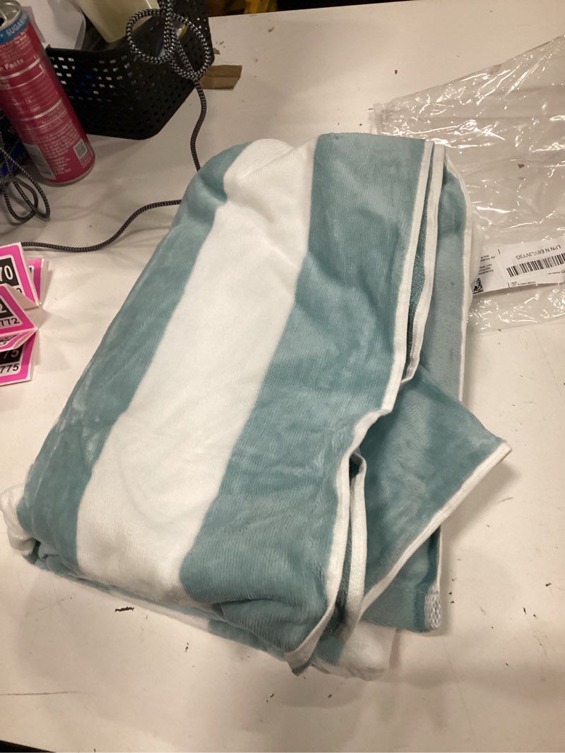 Condition photo showing Good Condition for luluhome large oversized beach towel - big cotton 36 x 70 inch striped pool towel, large cabana soft swimming towel for adult men women,aqua