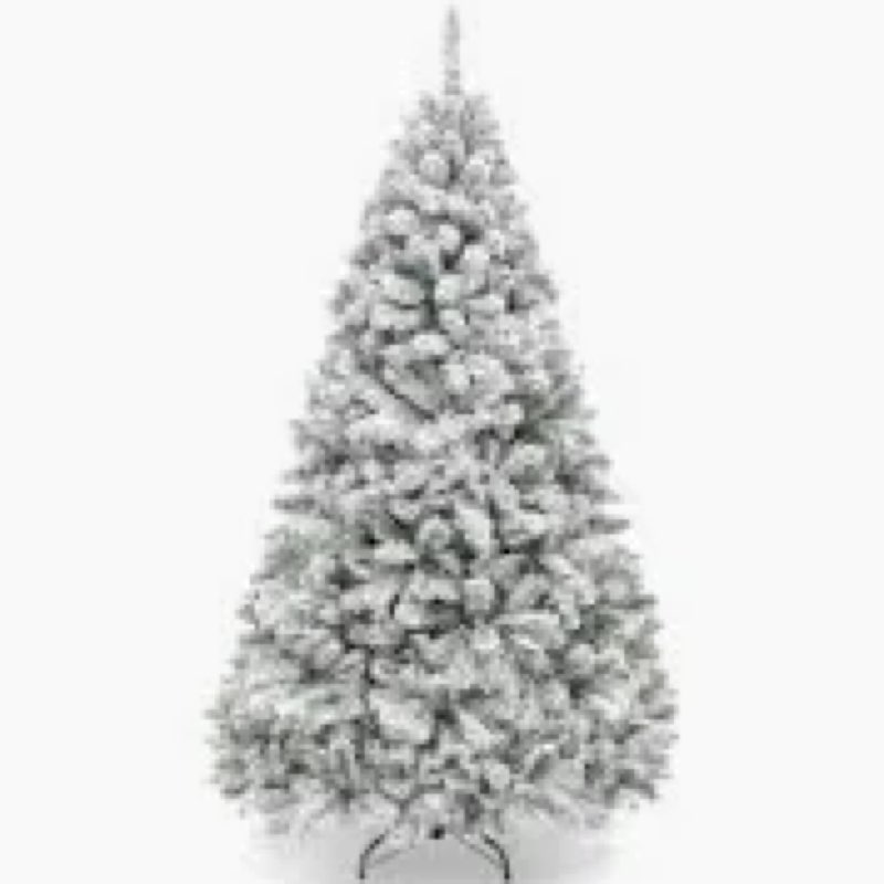 Christmas Tree, 6Ft/1.8M Artificial Christmas Trees with Lights, Snow Flocked Xmas Tree with Foldabl