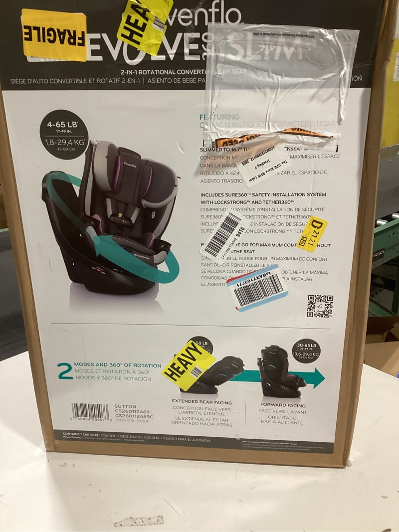 Condition photo showing Good Condition for Evenflo Revolve360 Slim 2-in-1 Rotational Car Seat with Quick Clean Cover (Salem Black)