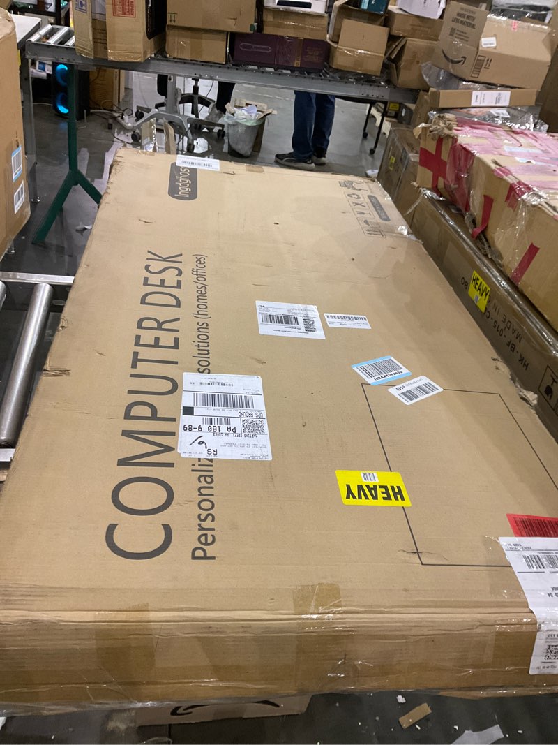 Condition photo showing As Is for Ingdgnoso Computer Desk with Drawer, 47 Inch Home Office Work Desks, Modern Writing Study PC Desk Gaming Table for Small Place Bedroom, Thickened Tabletop and Stable Metal Frame Leg?Rustic Brown? Rustic Brown 47 inch