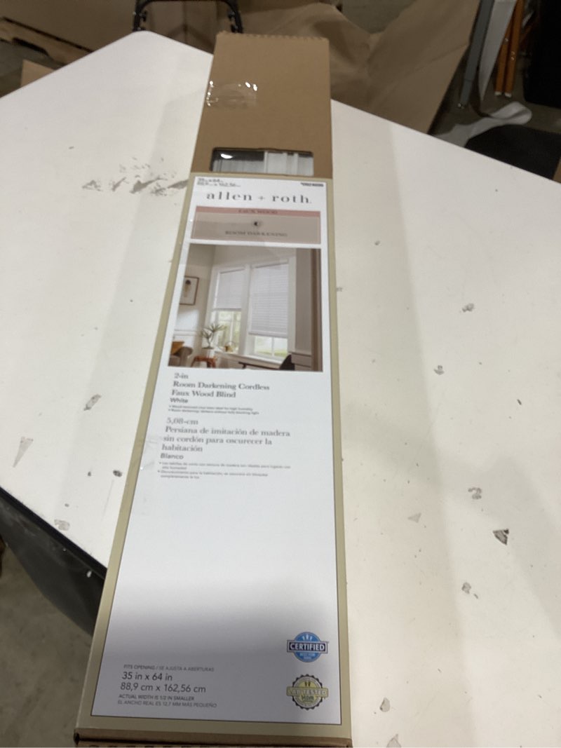 allen roth 35 in x 64 in room darkening cordless faux wood blinds