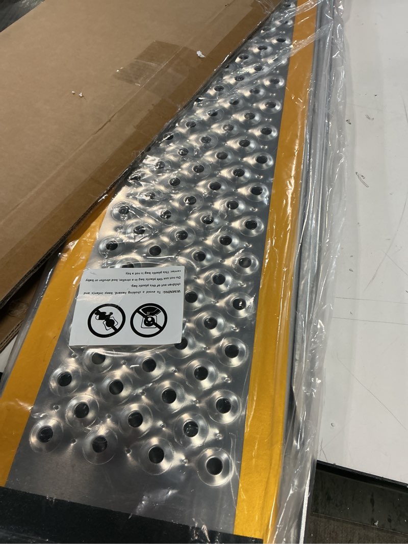 Condition photo showing Good Condition for VNN Aluminum Shed Ramp 2PCS - 4' Long Loading Ramp for Riding Mower, Lightweight Sturdy Anti-Slip Ramps with Punch Plate Surface, 880 lbs Capacity for Lawn Mowers, ATV, Motorcycle- 8" Wide, Slivery Slivery 4FT (2PCS)