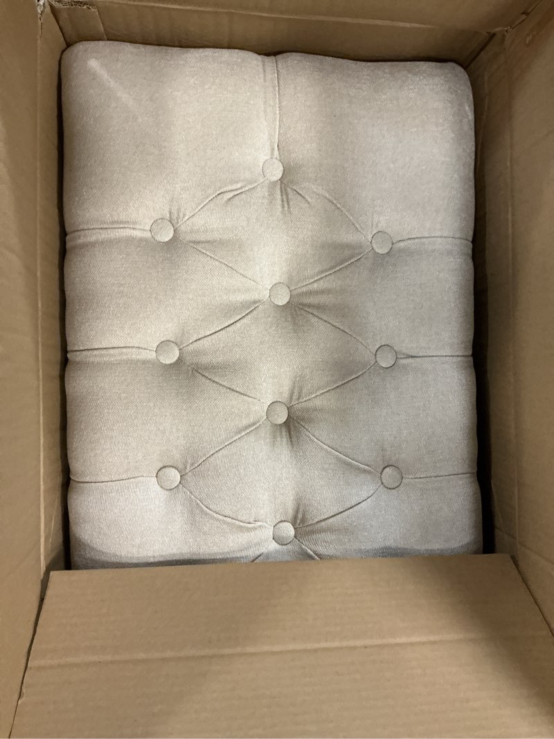 Condition photo showing Good Condition for homepop home decor | tufted ainsley button storage ottoman bench with hinged lid | ottoman bench with storage for living room & bedroom, cream 18x40x18 inches