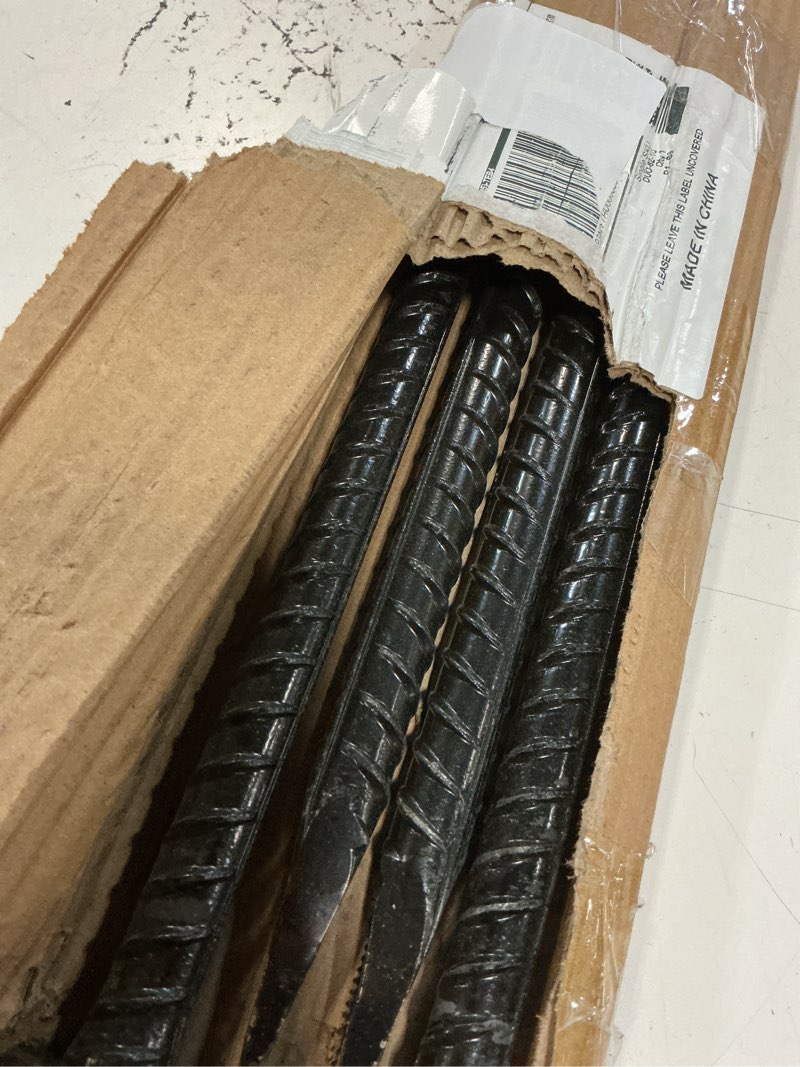 Condition photo showing Good Condition for 4 pack 30-inch rebar stakes - 5/8 diameter heavy duty ground stakes with chisel point ends, galvanized steel metal stakes for landscaping, plant support, concrete form and more