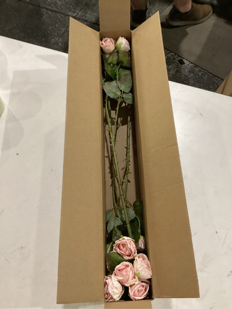 Condition photo showing New/Like New for artificial white rose 3pcs 18 head mini multi-head fake rose for wedding party,centerpieces floral arrangements tables home decoration (white)