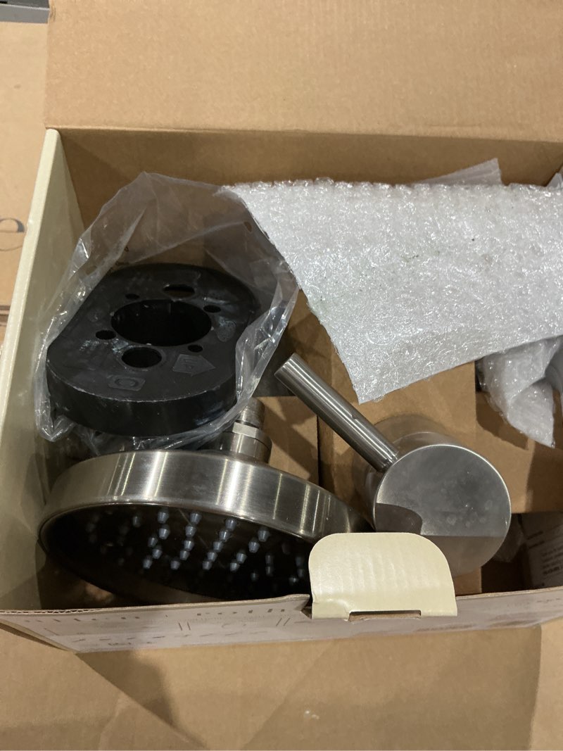  allen + roth harlow brushed nickel pvd 1-handle single function 6-in round bathtub and shower